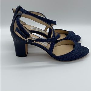 Jimmy Choo Carrie Denim Fabric & Leather Sandal 8B